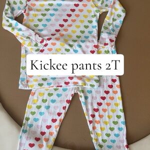 Kickee Pants White Rainbow Heart Pajama Set